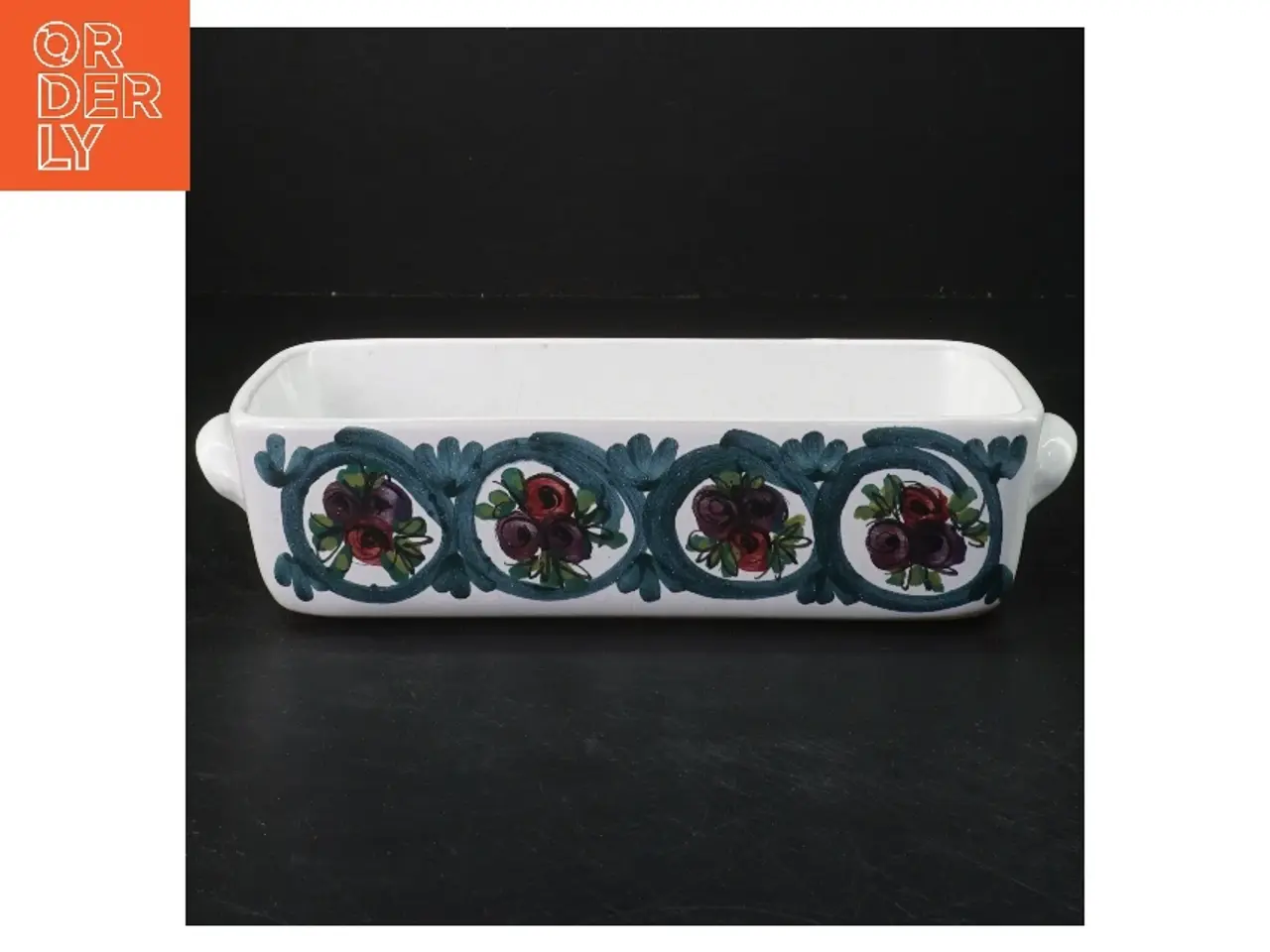 Billede 1 - Bangholm postejform blomstermotiv (str. 22x10x6 cm)