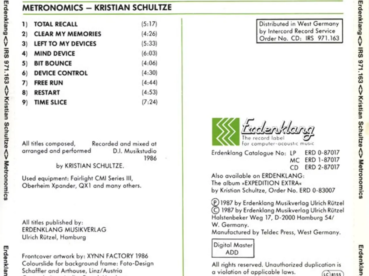 Billede 2 - Kristian Schultze – Metronomics – CD