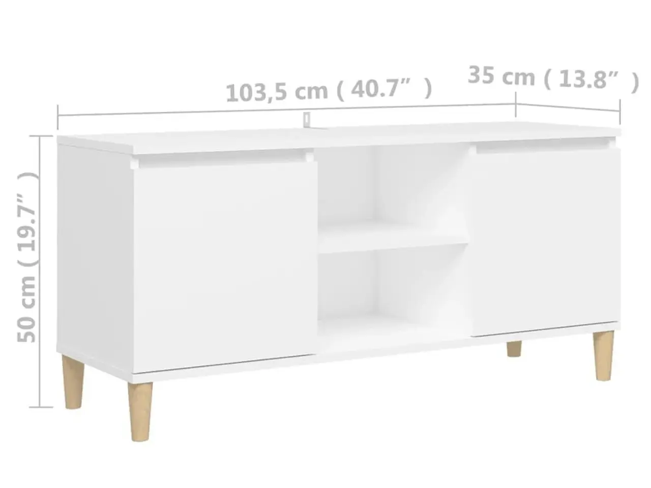Billede 8 - Tv-bord med massive træben 103,5×35×50 cm - hvid