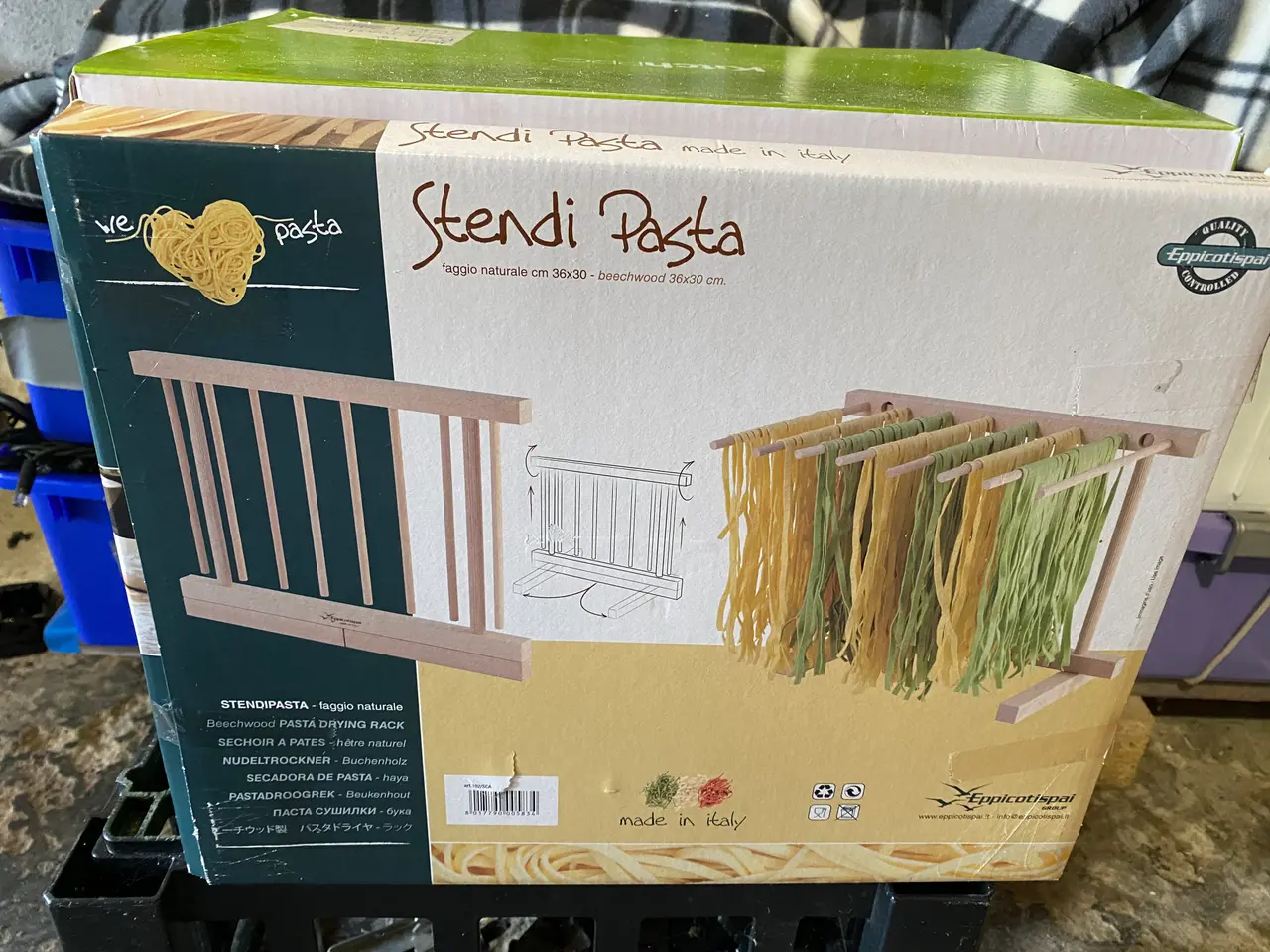 Billede 1 - Pasta maskine med pasta-tørrestativ i træ.