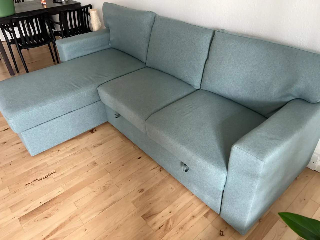 Billede 2 - Sovesofa med chaiselong i farven lys turkisgrå