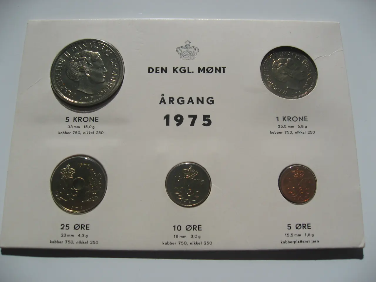 Billede 1 - Særdeles flot Kgl. Møntsæt 1975, Et af de svære