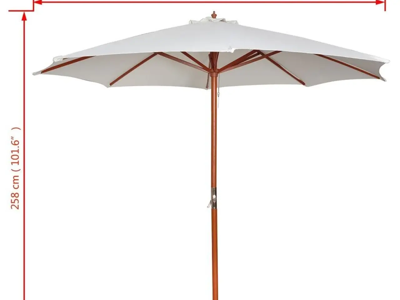 Billede 7 - Parasol 300 cm - sandhvid haveparasol i hårdttræ