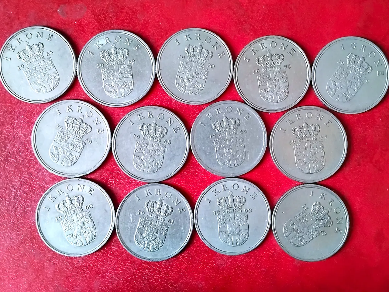 Billede 2 - FREDERIK IX 1 KR KRONE 1960 - 1972 KOMPLET 13 Stk!