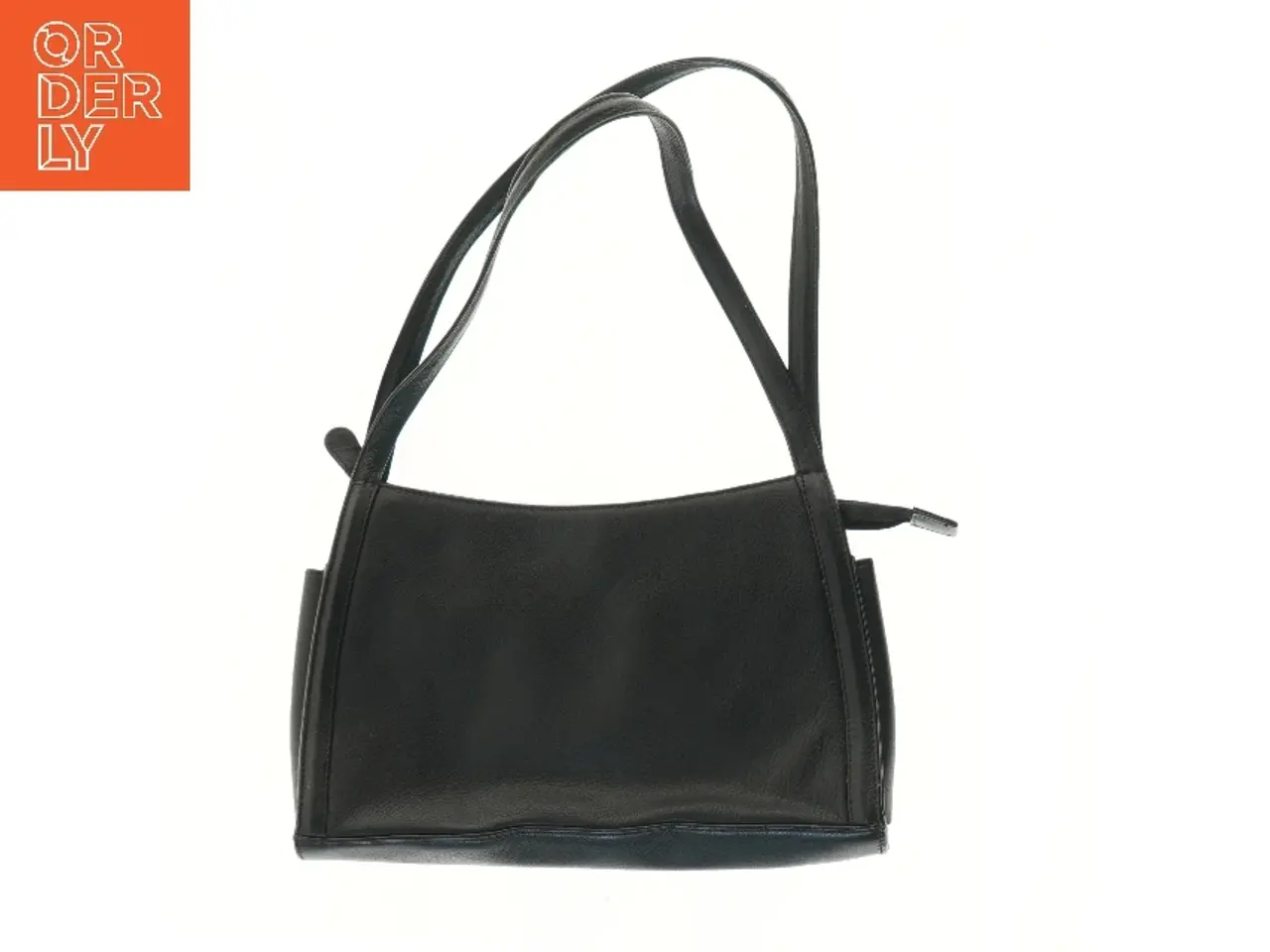 Billede 2 - Sort læderhåndtaske (str. 20x6x31 cm)