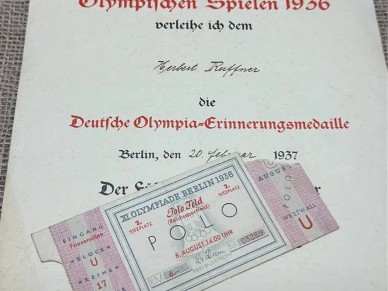 Billede 9 - 🇩🇪 OL BERLIN 1936 – HISTORISK TILDELINGSDOKUMENT
