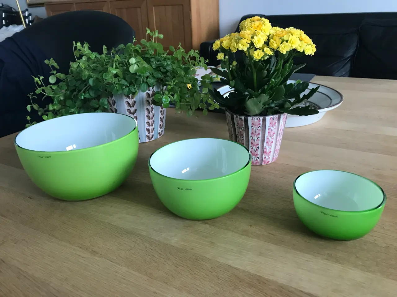 Billede 1 - Piet Hein Super-skål i glas - Lime/opal - 3 stk