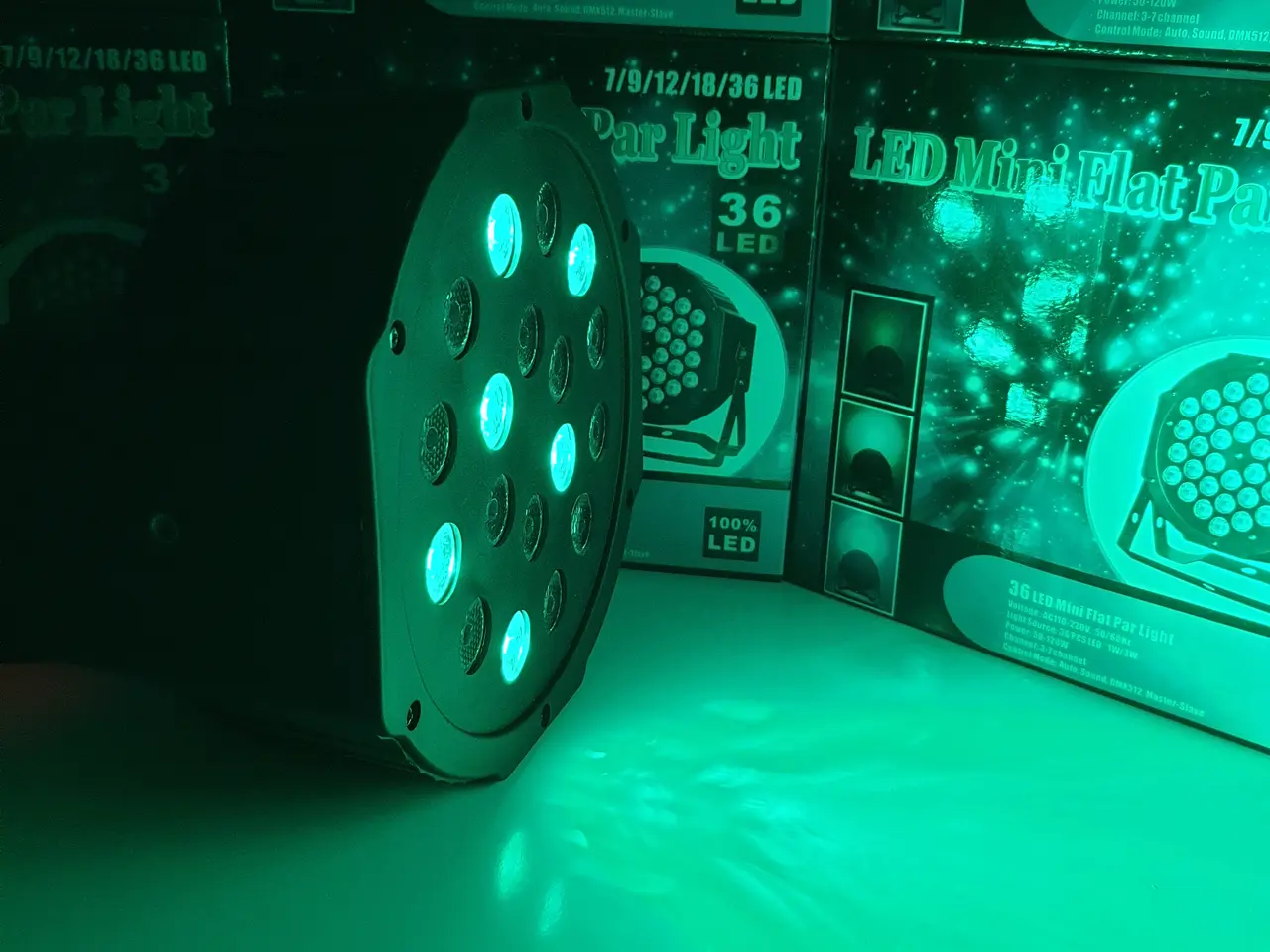 Billede 4 - NY! 18 RGB LED Diskolys + Lydsensor + DMX512