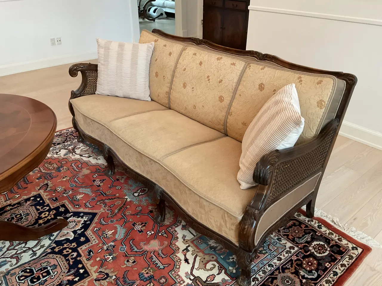 Billede 3 - Antik, fransk rørflet - sofa med 2 stole