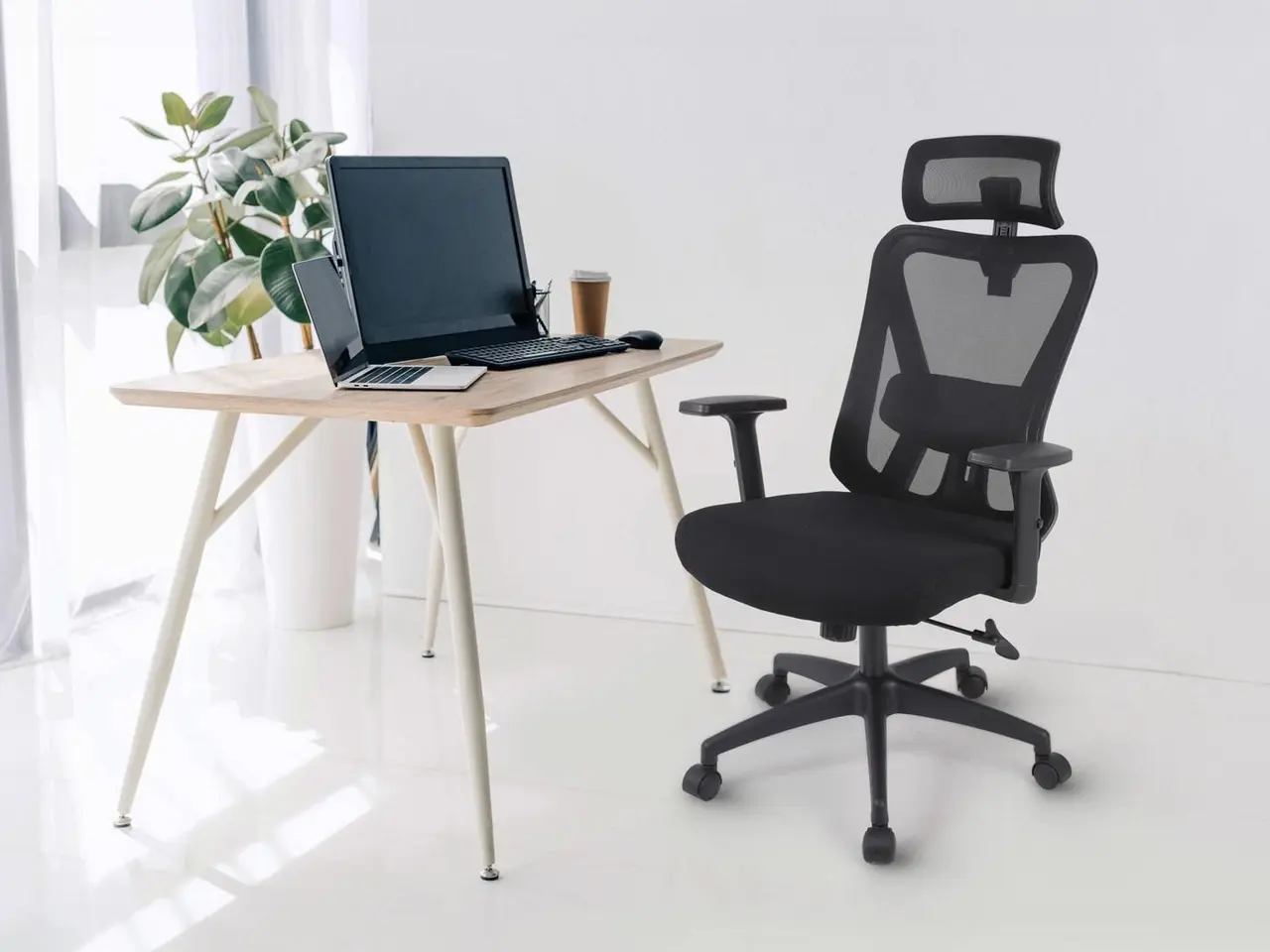 Billede 3 - Activejet T5 ergonomisk kontorstol - sort mesh, justerbar