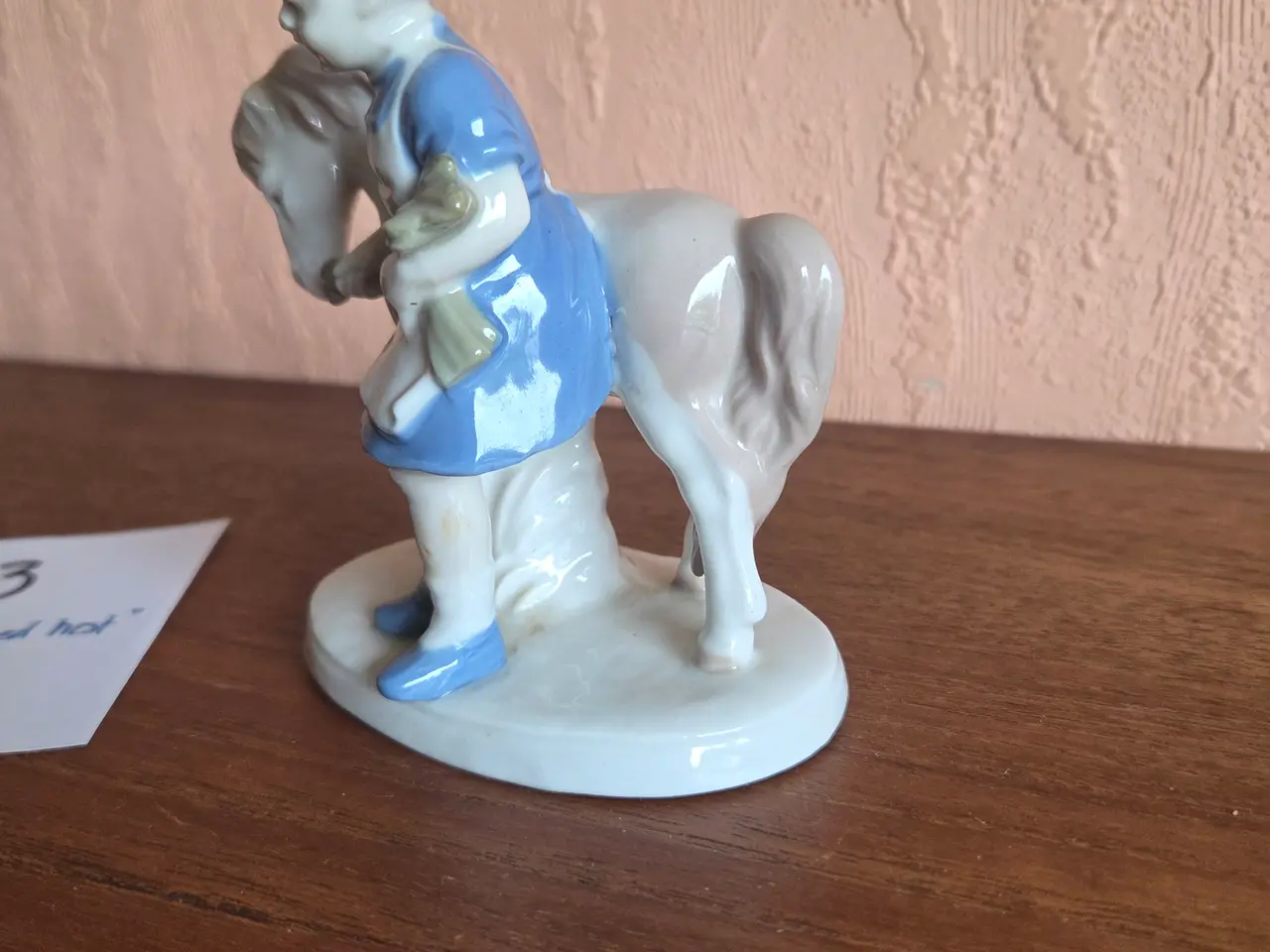 Billede 2 - Porcelænsfigur – Pige med hest, H: ca. 12 cm.