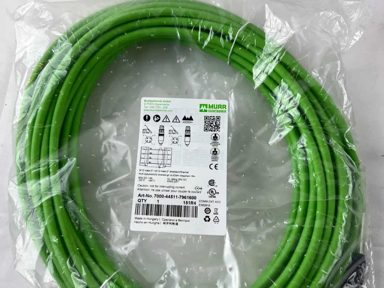 Billede 2 - Murr 7000-44511-7961600 M12 Ethernet kabel 16m UL