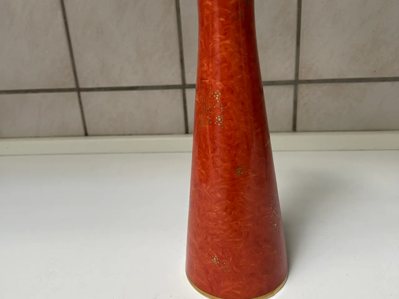 Billede 5 - Alka Kunst Vase i orange med guld