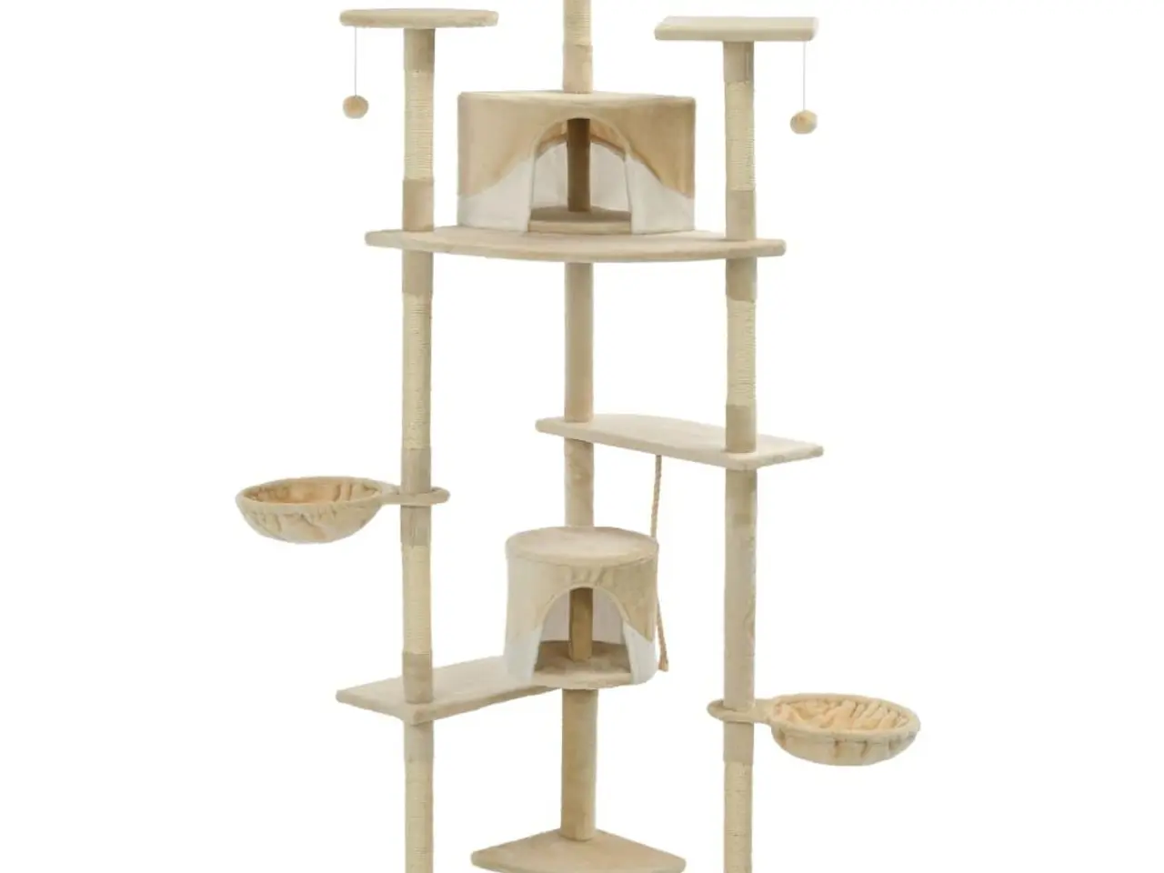 Billede 2 - Kattetræ med sisalkradsestolper 203 cm - beige og hvid