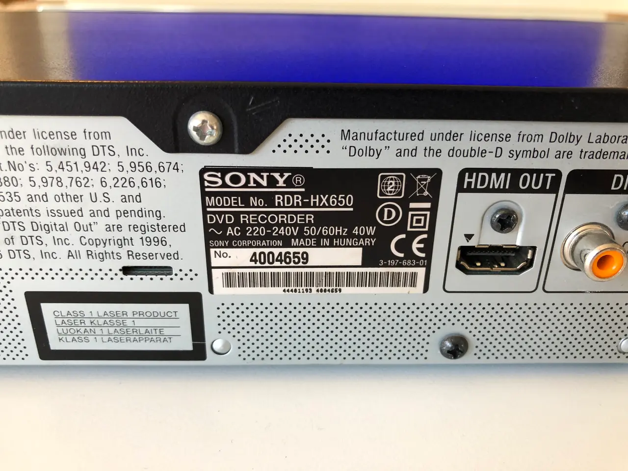 Billede 15 - Sony DVD afspiller med Harddisk optager
