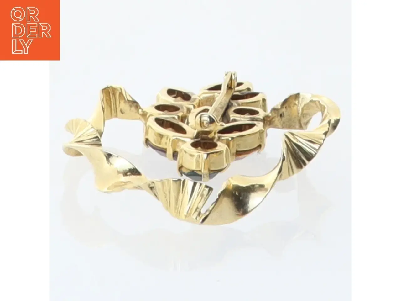 Billede 4 - Vintage broche med farvede sten (str. 7 x 5 cm)