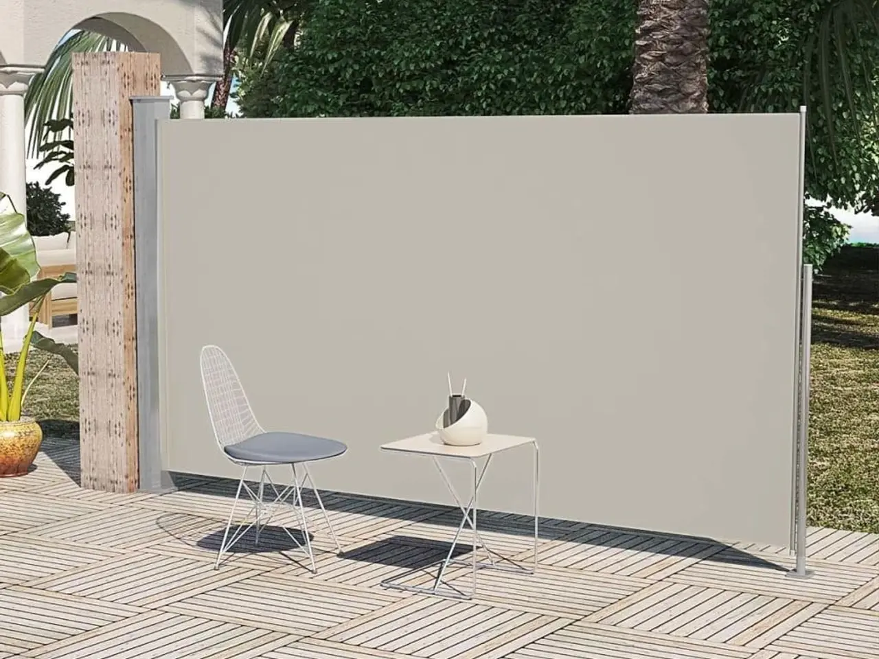 Billede 1 - Sidemarkise til terrasse 160×300 cm - cremefarvet