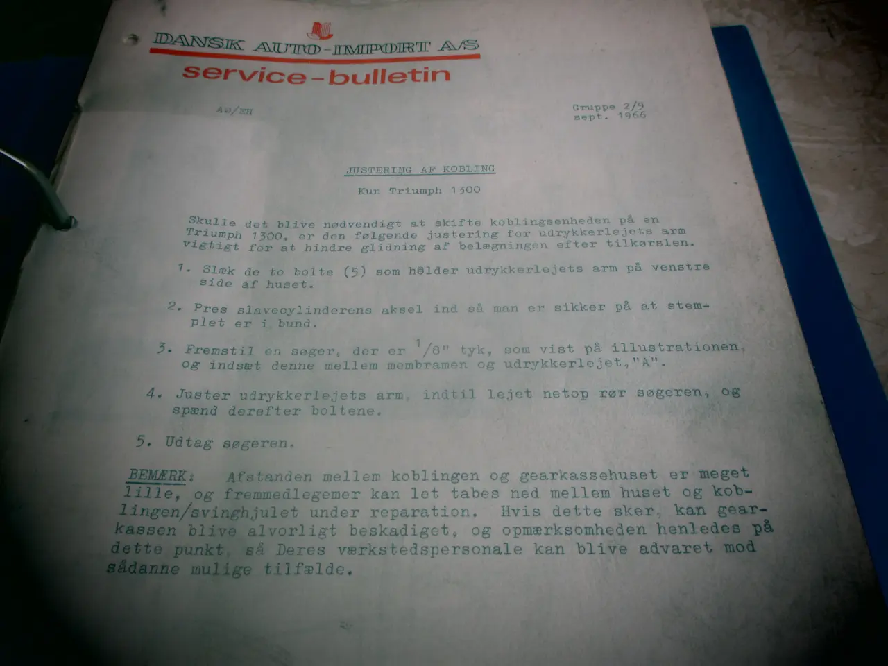 Billede 1 - Service - Bulletin Triumph