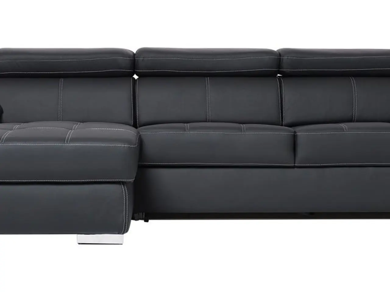 Billede 1 - Stitch sovesofa med venstrevendt chaiselong og sengeudtræk - sort PU