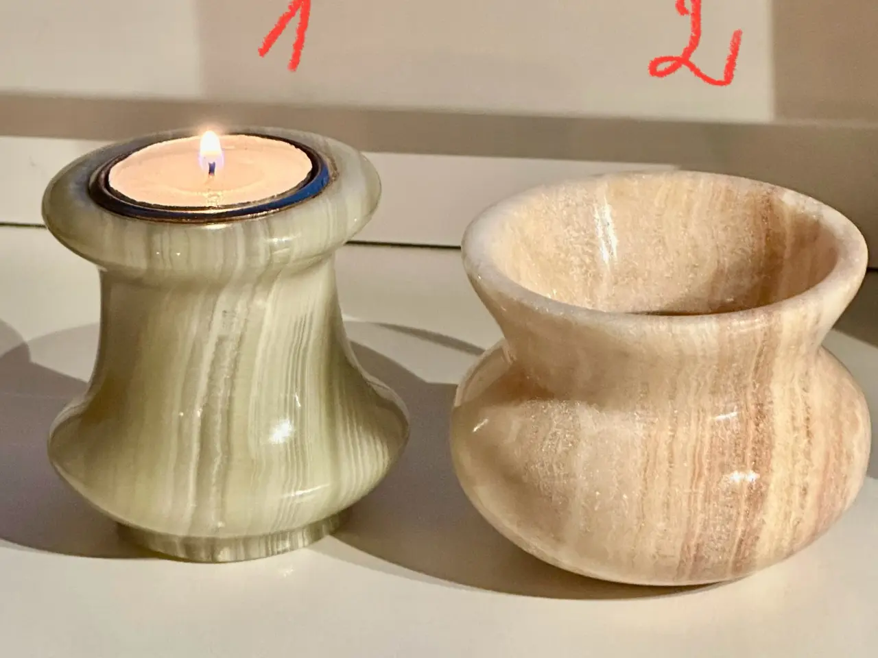 Billede 1 - Retro genstande af halvædelsten onyks.