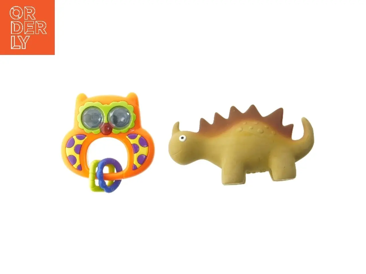 Billede 1 - Børnelegetøj: Dinosaur og ugle rangle (str. 15,5 cm)