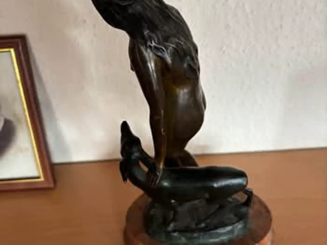 Billede 3 - Bronze figur på marmor fod