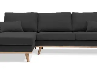Simone chaiselongsofa - venstrevendt, sort stof