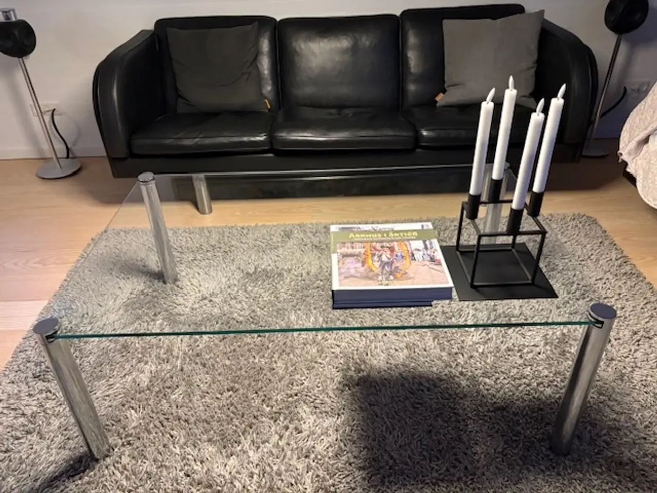 Billede 1 - Sofabord - Glasbord m/kromben 