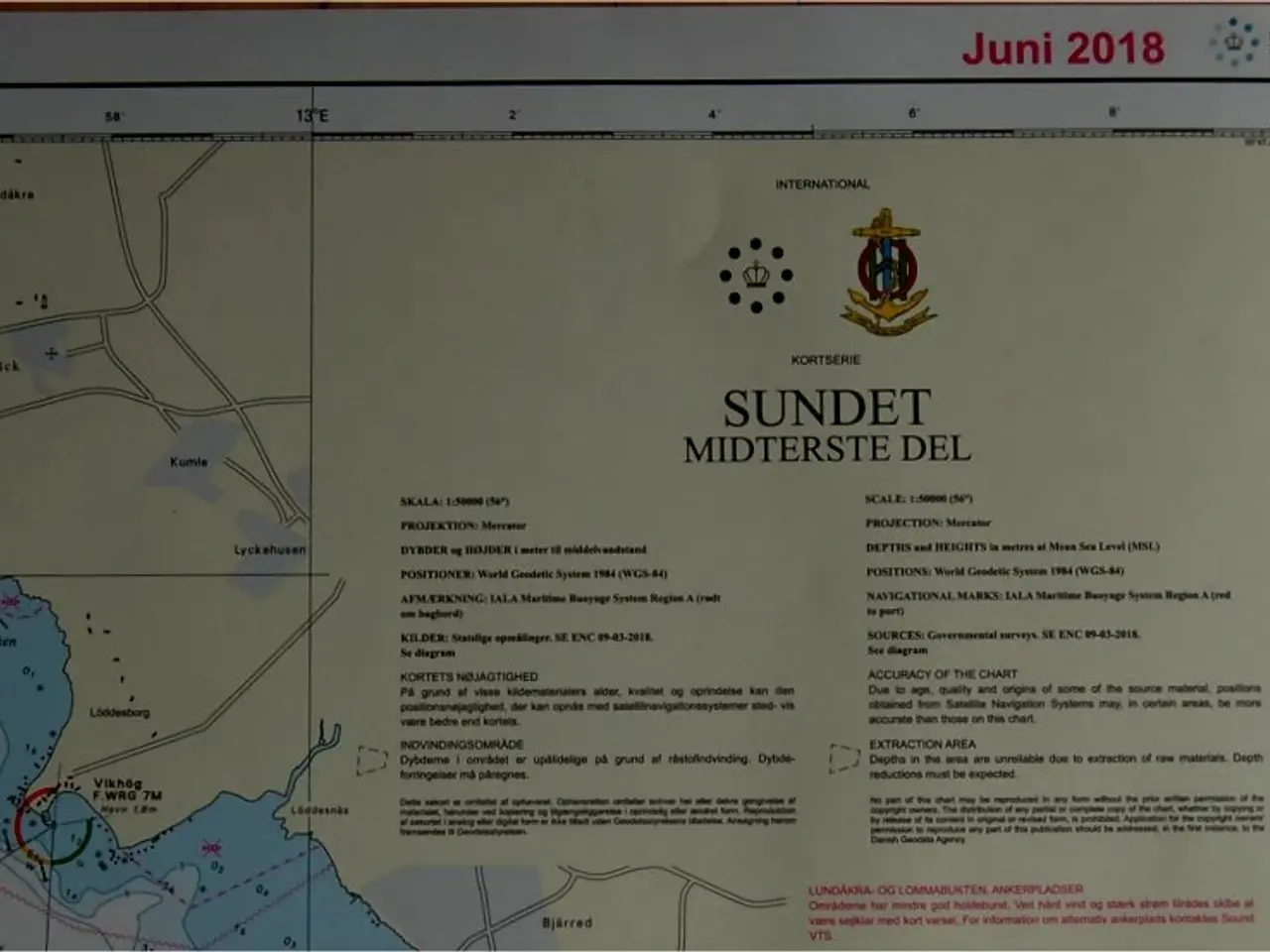 Billede 3 - Dansk Søkort 133 Sundet. Midterste del.