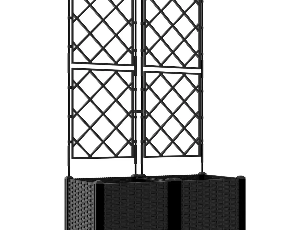 Billede 2 - Plantekasser med espalier, 2 stk. - sort PP, 80 × 40 × 143 cm
