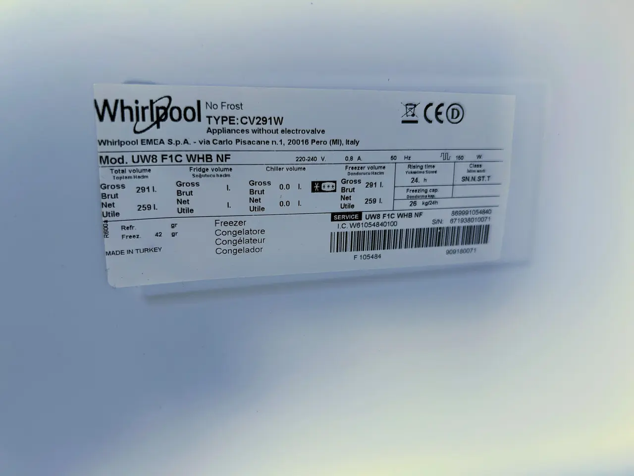 Billede 5 - Whirlpool skabsfryser netto 256L