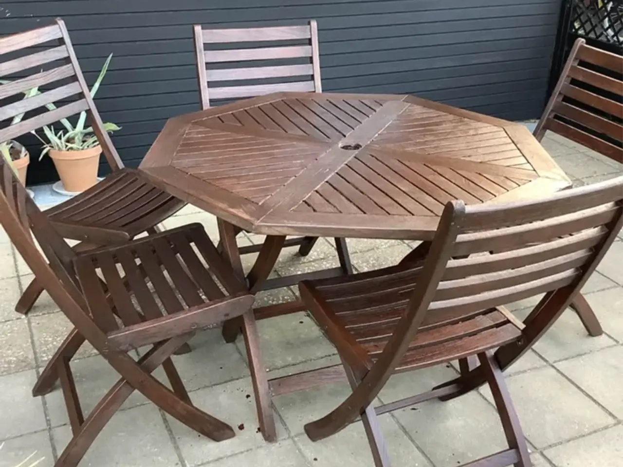 Billede 1 - Teak havesæt med 5 stole
