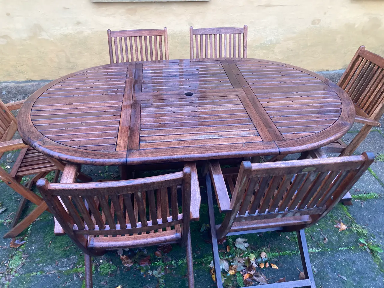 Billede 1 - Teaktræ havebord med 6 havestole