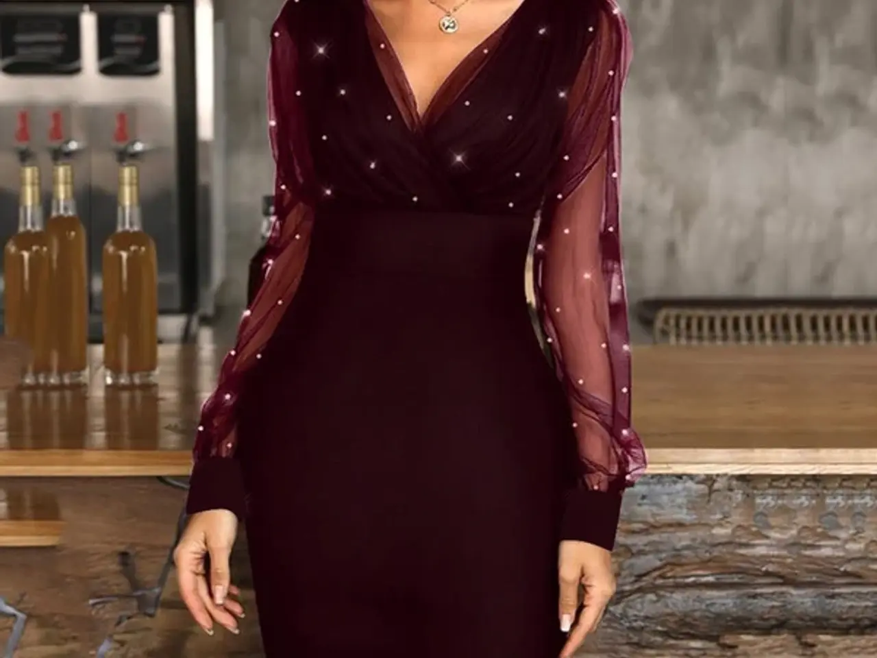 Billede 2 - kjole-Bodycoon sparkeling-wine red, i Str: Large