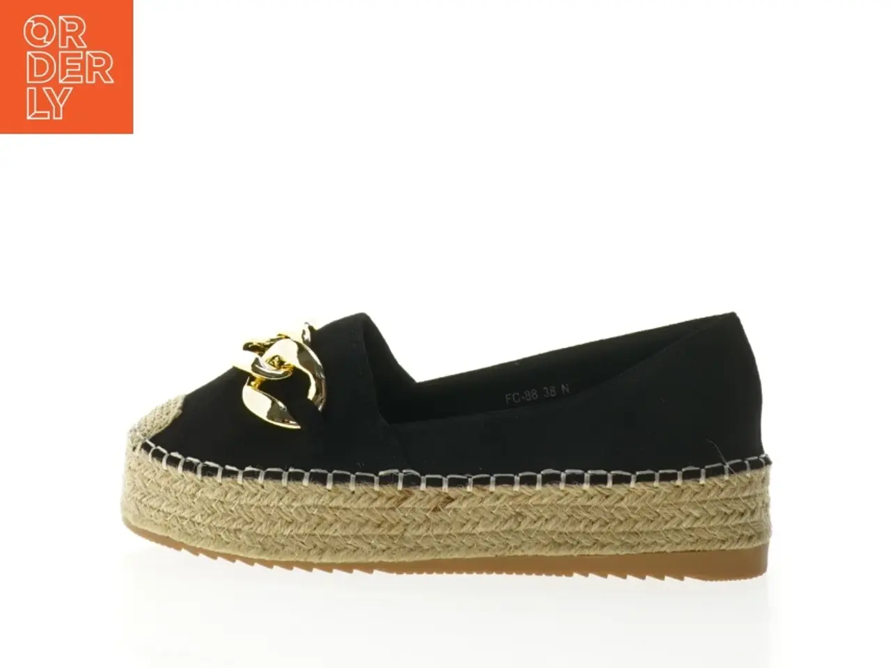 Billede 1 - Sorte espadrillos med guldkæde fra Wilady (str. 38)