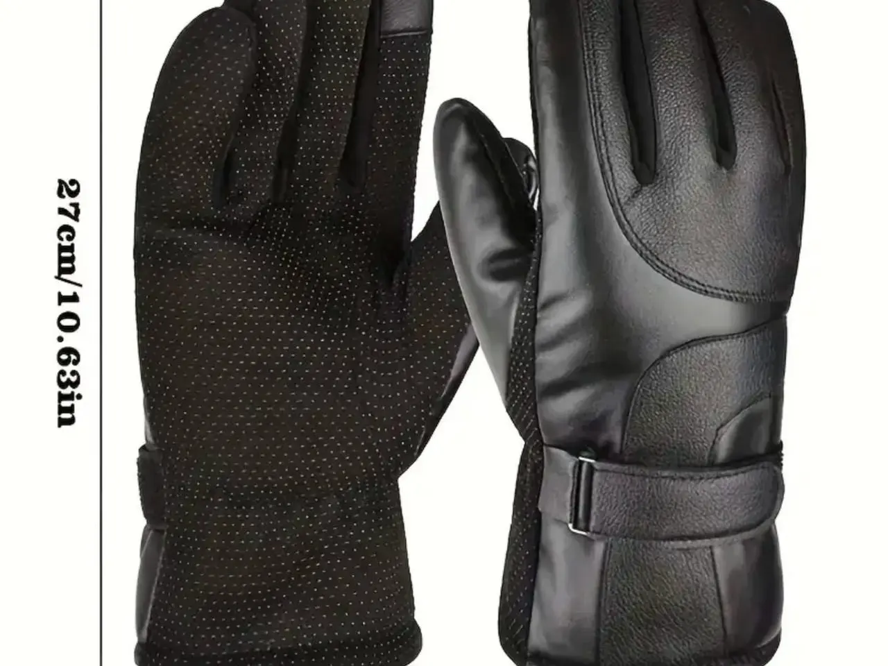 Billede 3 - Handsker str. 9,5 (L), sort PU-læder, vandtætte
