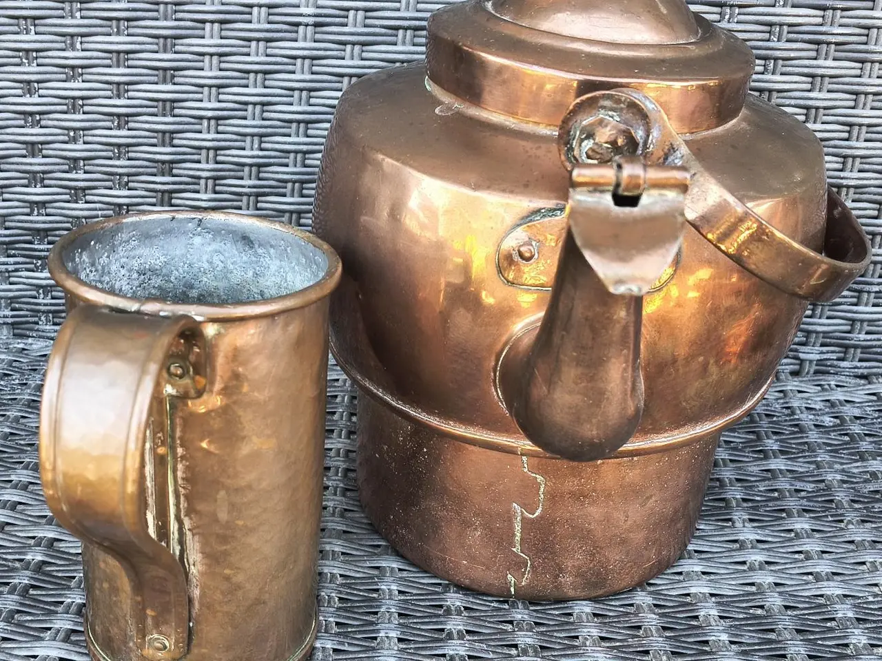 Billede 3 - MEGET FLOT ANTIK KOBBER KEDEL, KRUS OG SKAL/FORM