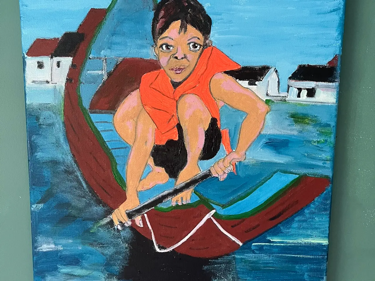 Billede 1 - Akrylmaleri 40x50. Den lille fisker.