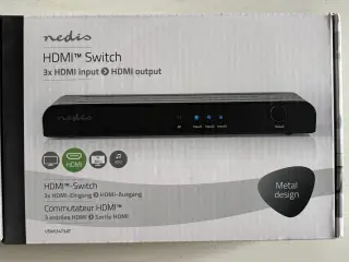 Nedis HDMI Switch, 3xHDMI input og HDMI output