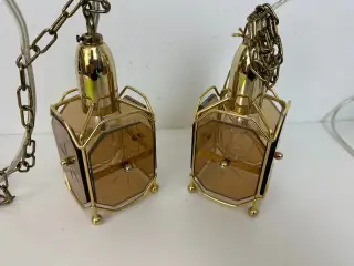 2 stk retro pendler i messing / glas