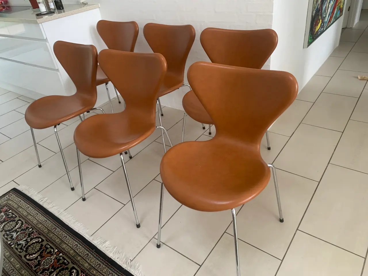 Billede 3 - Arne Jacobsen syverstole 3107 i læder