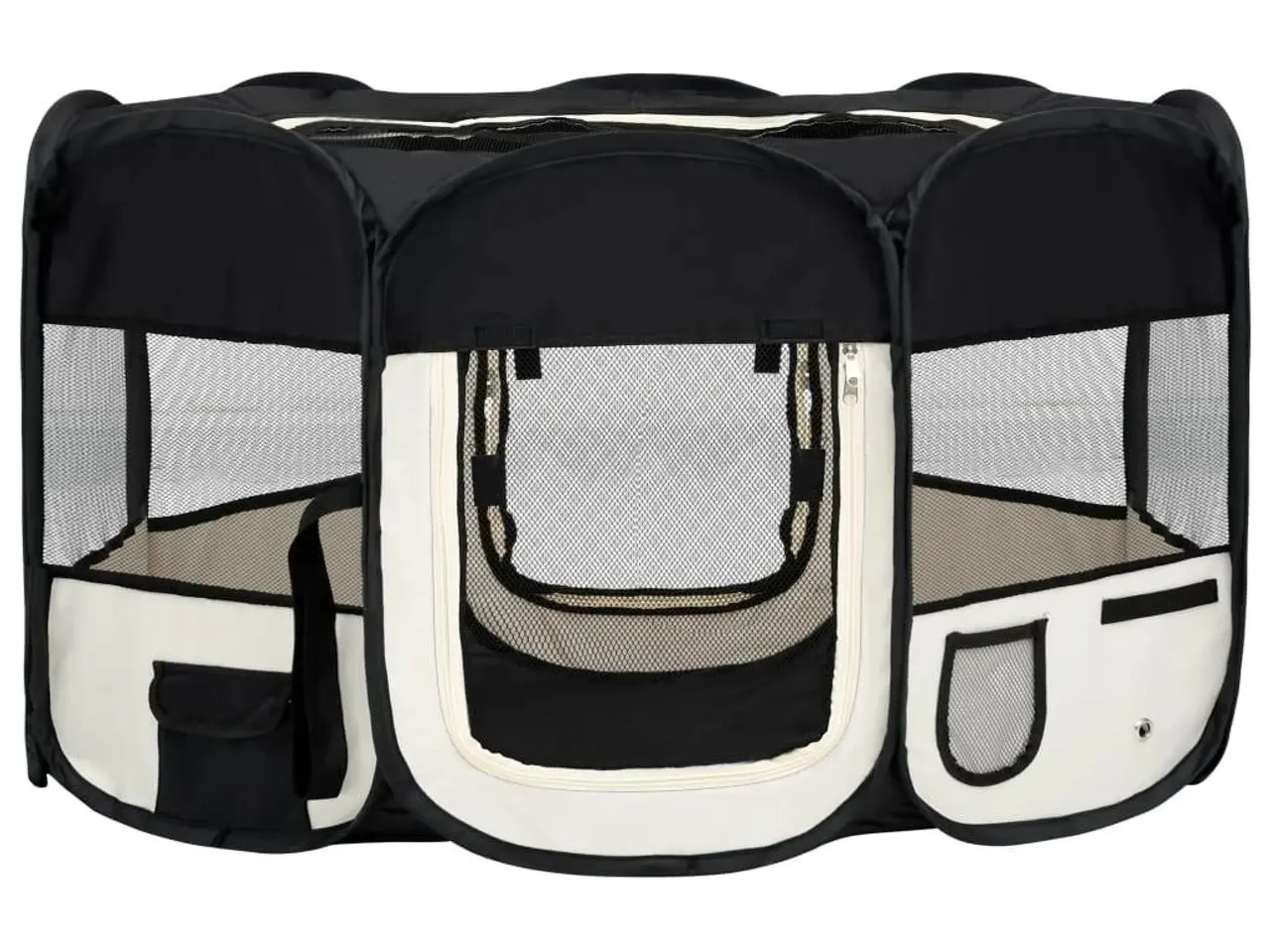 Billede 2 - Foldbar hundegård med bæretaske - 145 × 145 × 61 cm, sort/creme