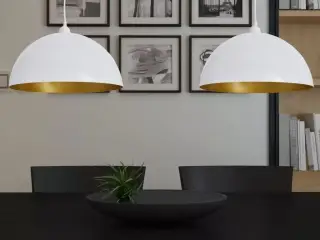 Loftslampe halvkugle 2 stk. højdejusterbar hvid