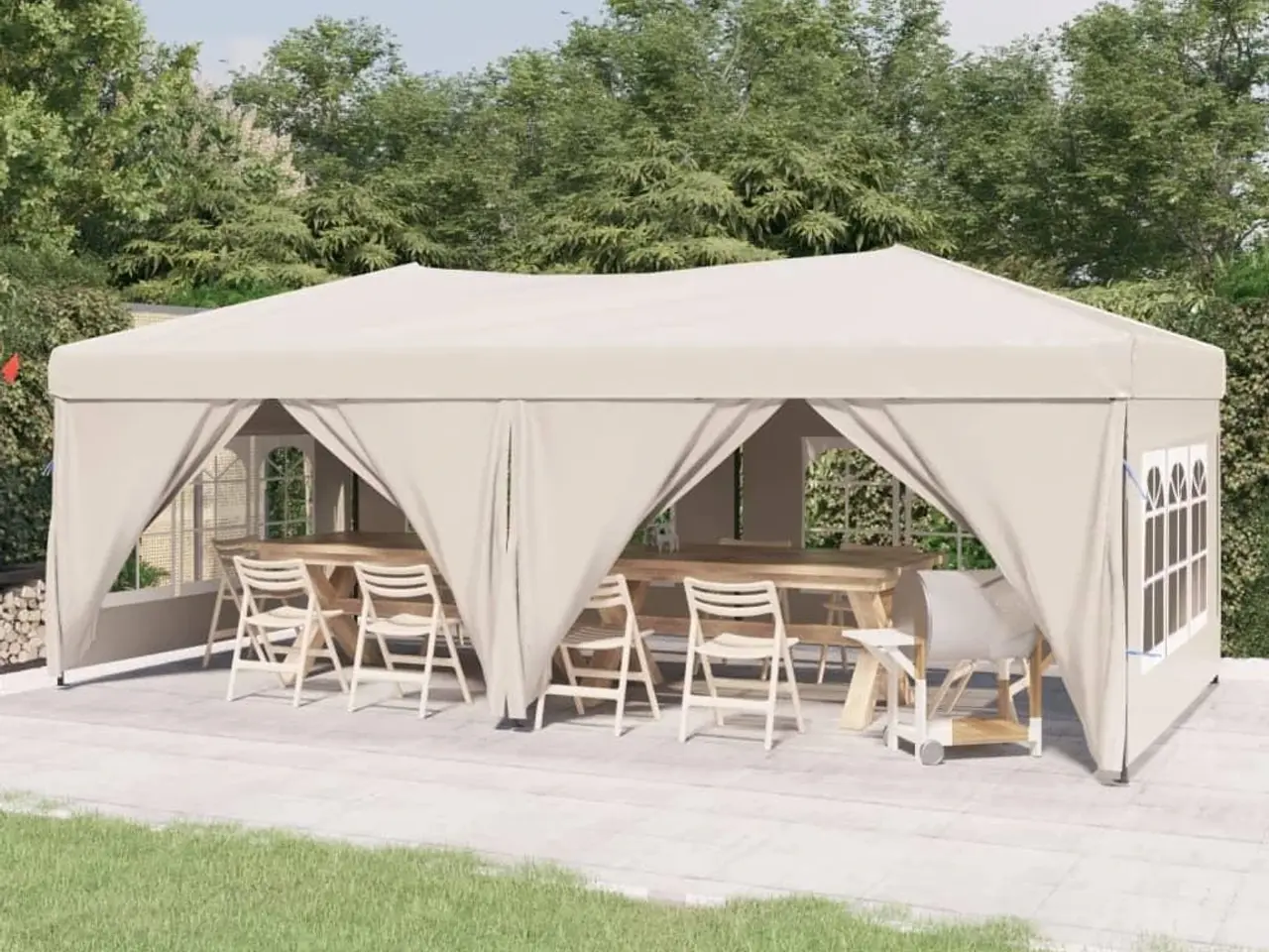 Billede 1 - Foldbart festtelt med sidevægge 3×6 m - cremefarvet