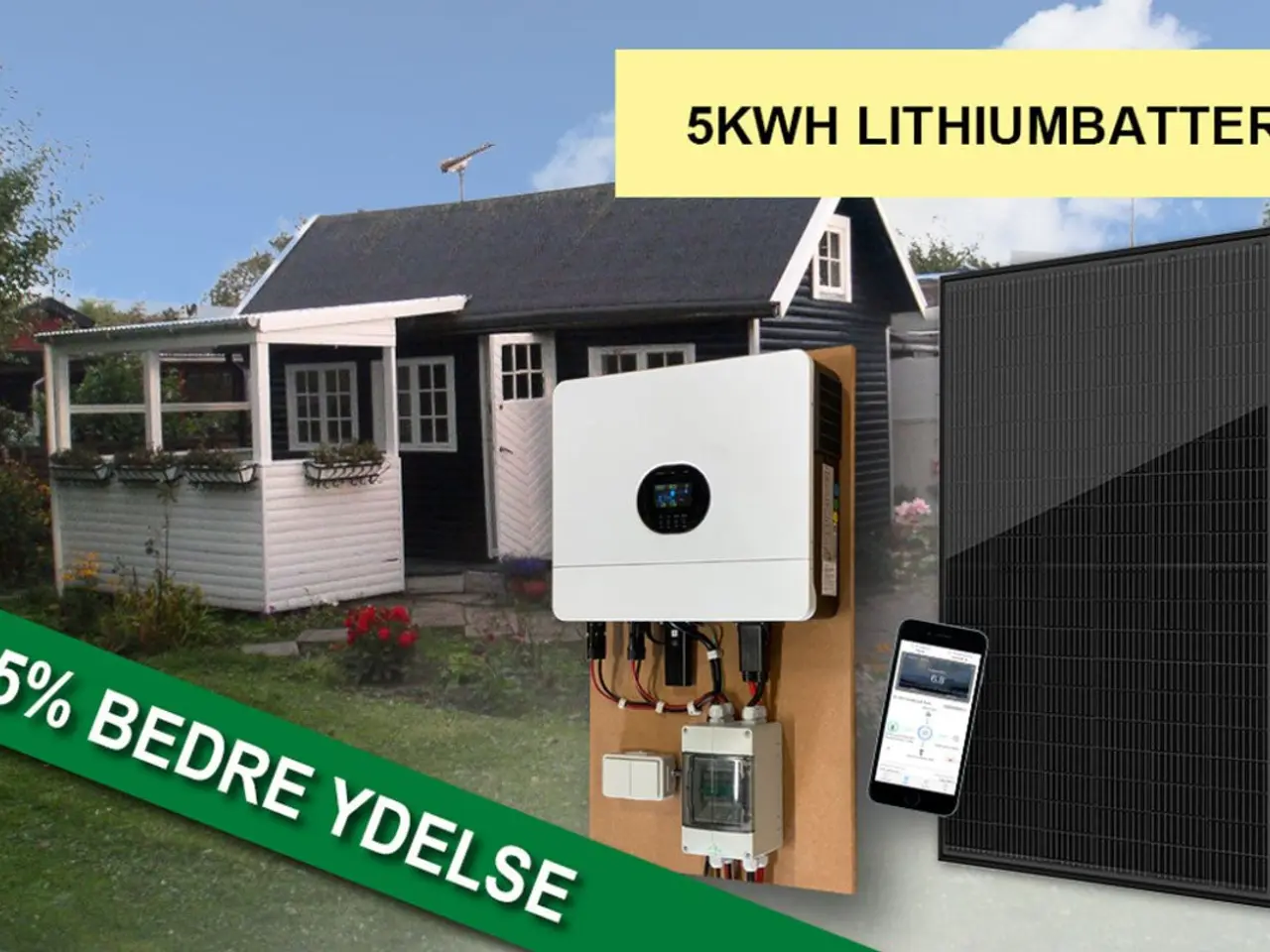 Billede 1 - Solcelleanlæg til fritidshus – 5 kWh lithium