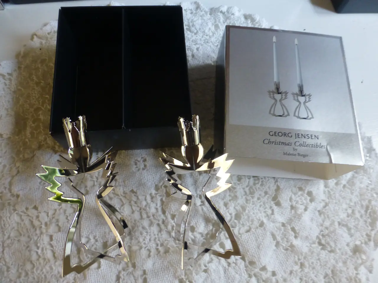 Billede 1 - Engle Lysestager i Palladium 2 Stk Georg Jensen