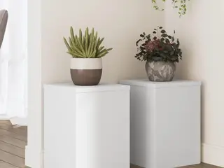 Plantestativer sæt á 2 - 25 × 25 × 35 cm - hvidt konstrueret træ