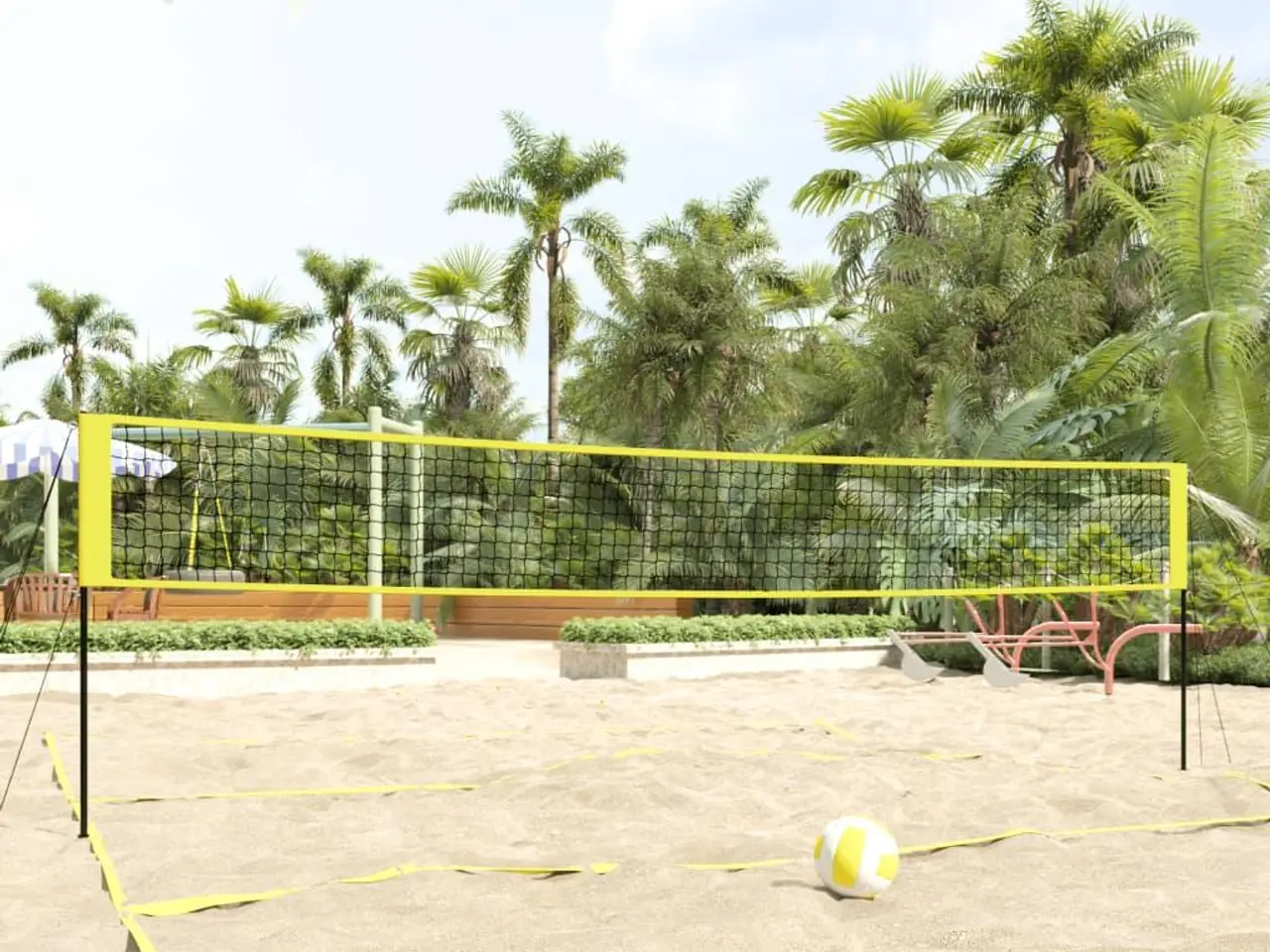 Billede 1 - Volleyballnet 823 × 244 cm i PE - gul/sort med tilbehør