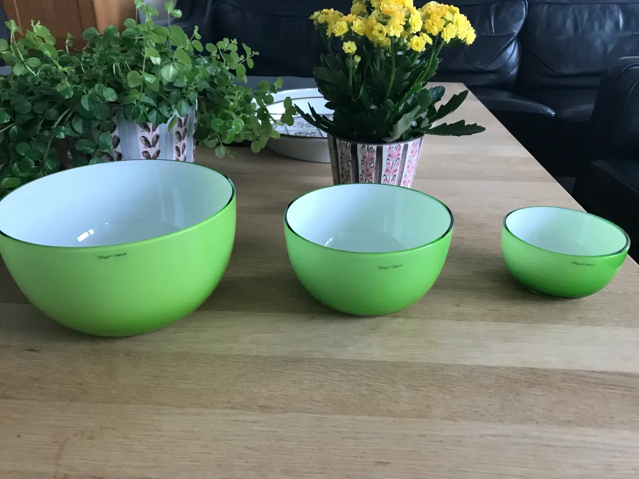 Billede 2 - Piet Hein Super-skål i glas - Lime/opal - 3 stk