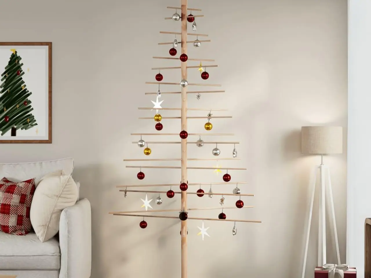 Billede 1 - Dekorativt juletræ i træ 210 cm